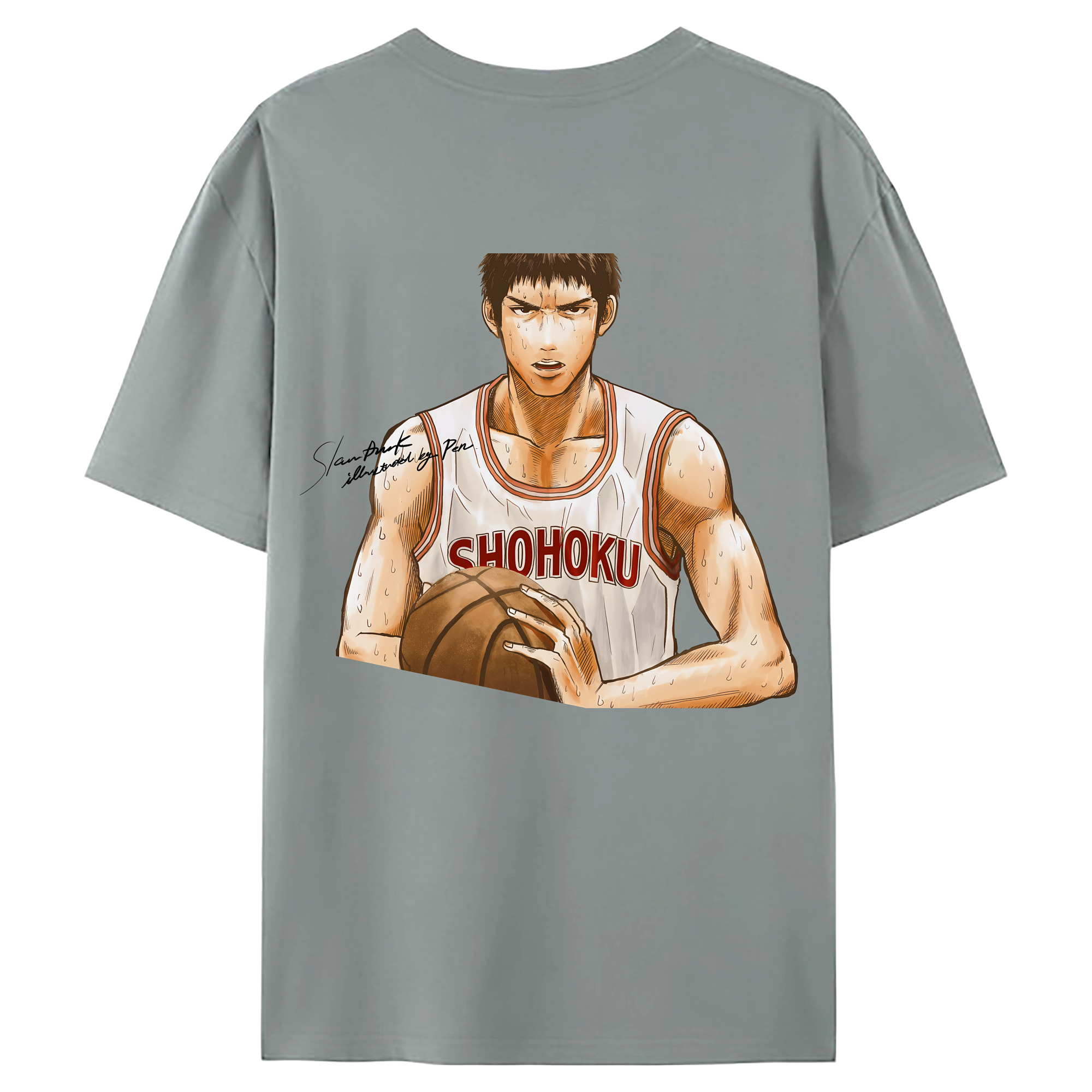 （画像用） SLAM DUNK／スラムダンク 綿100％ メンズ半袖Tシャツ（バックプリント） 通気性